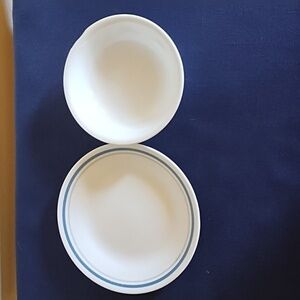 CORELLE INDIGO BLUE LUNCH PLATE & SMALL CORELLE BLUE HEART BOWL